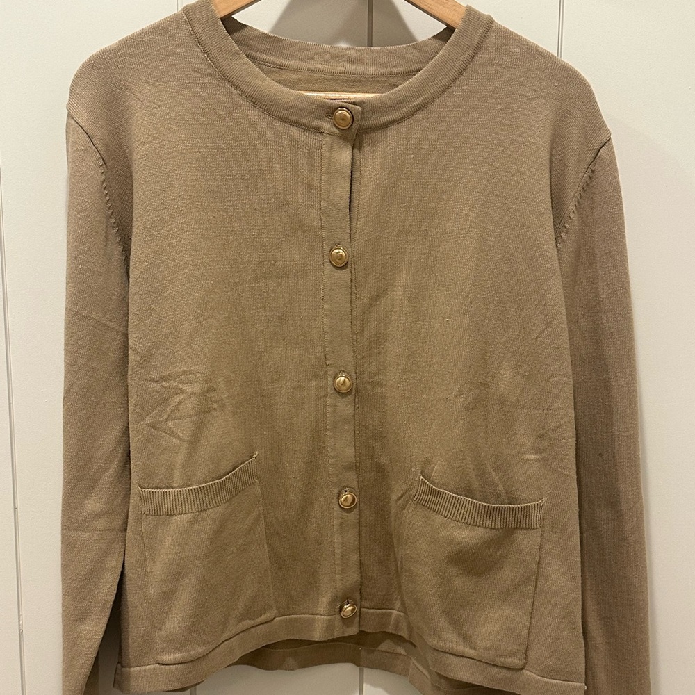 Classic Button-Front Cardigan in Light Brown